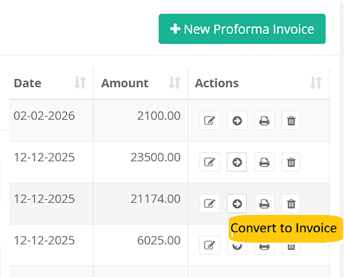 Proforma Invoice Interface