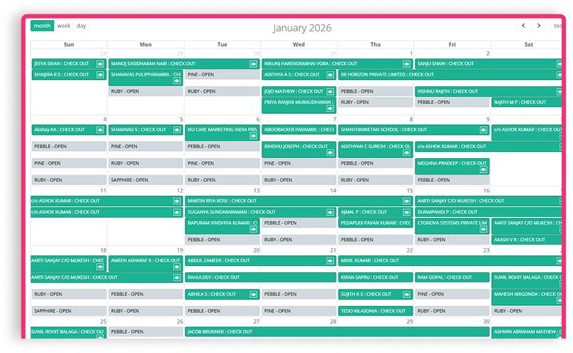 Booking Calendar View