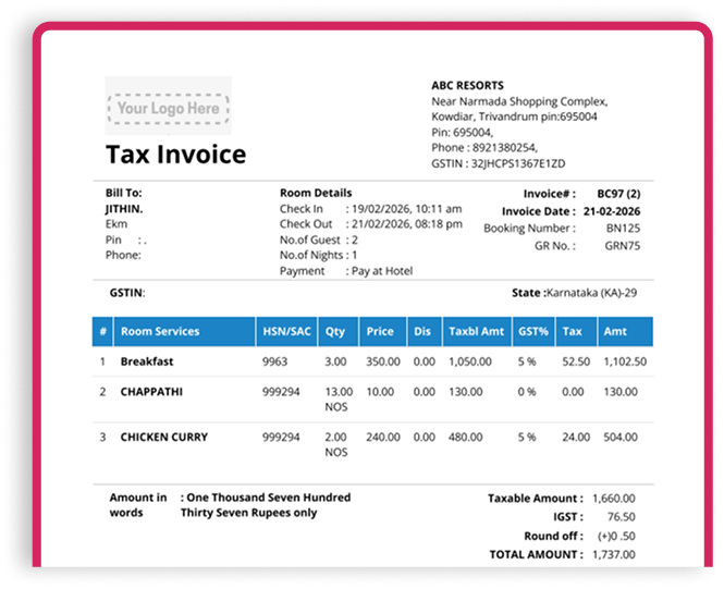 Tax Invoice Document